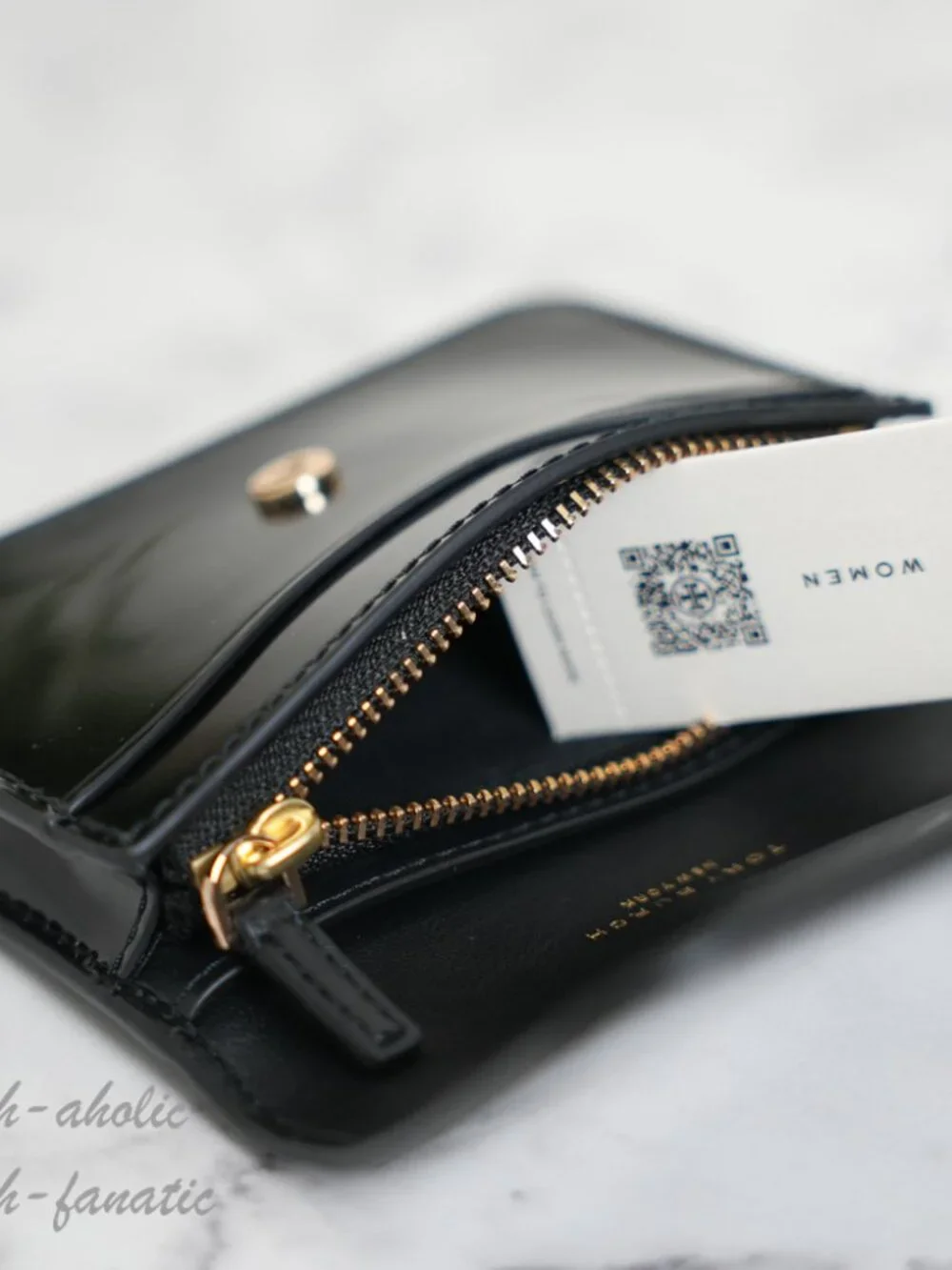 Tory Burch Emerson Smooth Leather Flap Card Case 176972 Black NWT